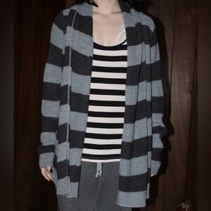 Black and Gray Striped Cardigan